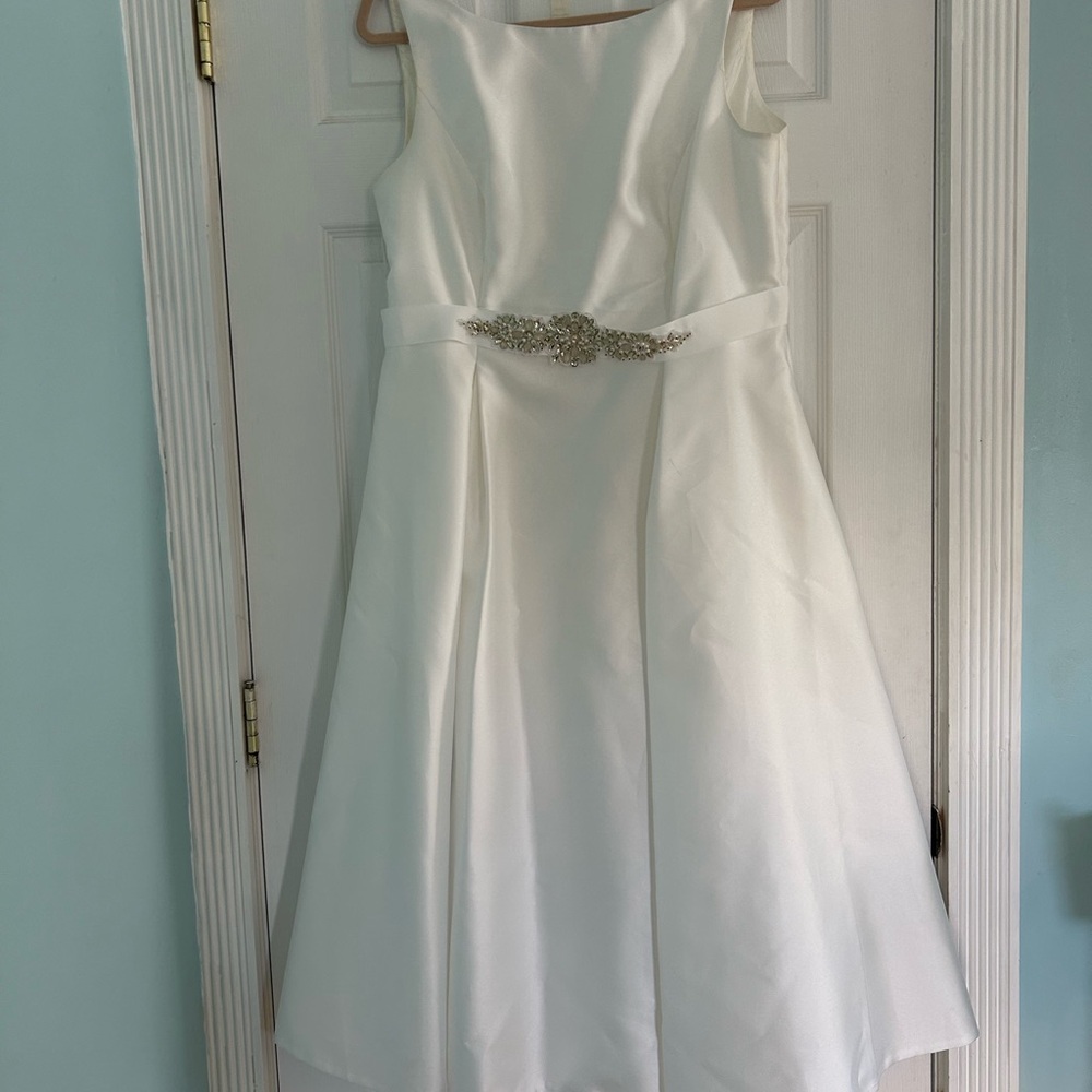 Adrianna Papell Mikado Silk Dress with Embellished Belt